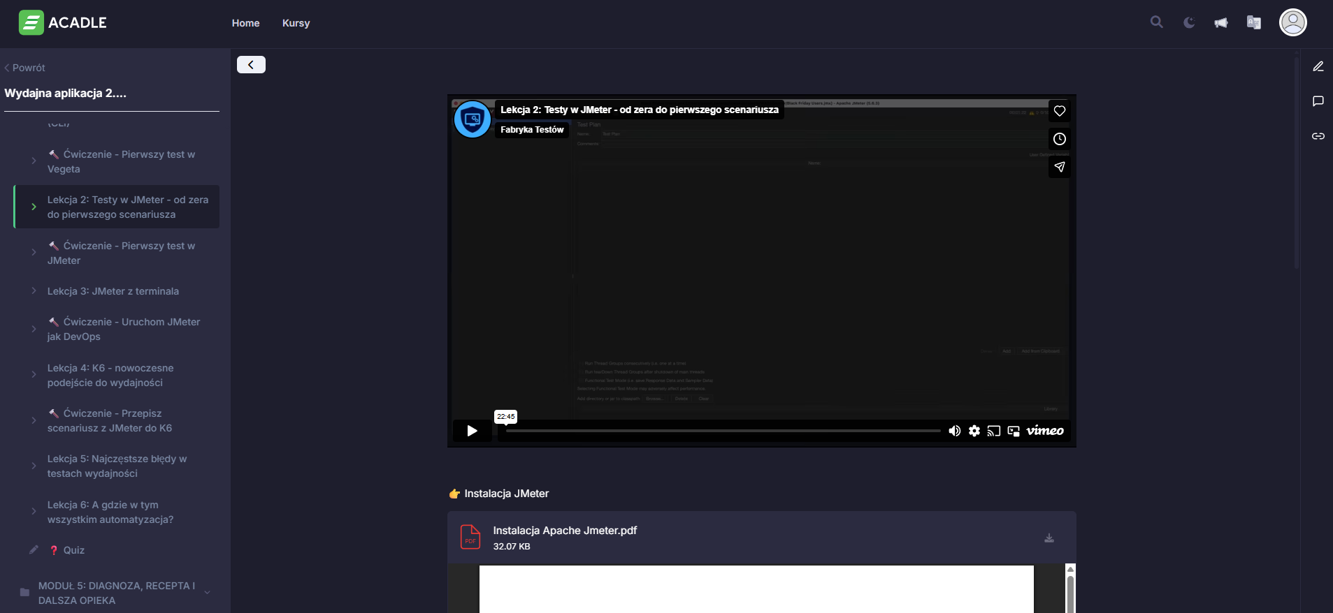 Wydajna Aplikacja 2.0 - podgląd kursu